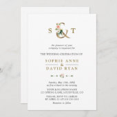 Invitation Aquarelle rose Fleurs blanches Ampersand Mariage (Devant / Derrière)