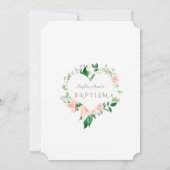Invitation Aquarelle rose Fleurs blanches Cadre Baptême (Dos)