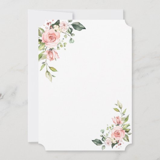 Invitation Aquarelle rose Fleurs blanches or doux 16 (Dos)