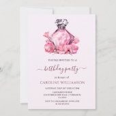 Invitation Aquarelle rose Fleurs de parfum Anniversaire (Devant)