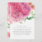 Invitation Aquarelle rose Fleurs Élégant Modernité Graduation (Devant / Derrière)