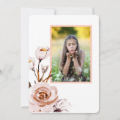 Invitation Aquarelle rose Fleurs Fille Première communion (Dos)