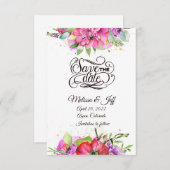 Invitation Aquarelle rose flora enregistrer la date invitatio (Devant / Derrière)