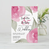 Invitation Aquarelle rose Floral (Debout devant)