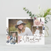 Invitation Aquarelle rose Floral (Debout devant)