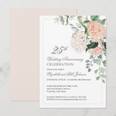 Invitation Aquarelle rose Floral 25e anniversaire Mariage (Devant / Derrière)