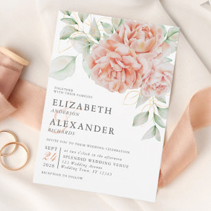 Invitation Aquarelle rose floral Aquarelle Élégante Mariage