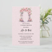 Invitation Aquarelle rose Floral Arch Church Couples Douche (Debout devant)