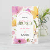 Invitation Aquarelle rose floral Arché communautaire Brunch (Debout devant)