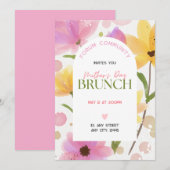 Invitation Aquarelle rose floral Arché communautaire Brunch (Devant / Derrière)