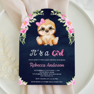 Invitation Aquarelle rose Floral Baby shower de la Marine de 