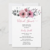 Invitation Aquarelle rose Floral | Baby shower virtuel (Devant)