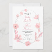 Invitation Aquarelle rose Floral Bébé (Devant)