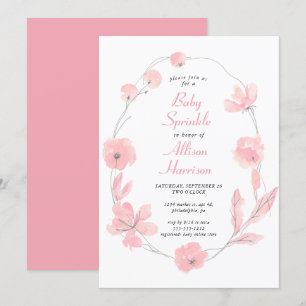 Invitation Aquarelle rose Floral Bébé