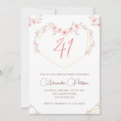 Invitation Aquarelle rose Floral Boho 41e anniversaire (Devant)