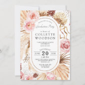 Invitation Aquarelle rose Floral Botanical Graduical Party (Devant)