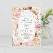 Invitation Aquarelle rose Floral Botanical Graduical Party (Debout devant)