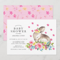 Aquarelle rose Floral Bunny Baby Girl Douche