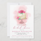 Invitation Aquarelle rose Floral Cake Bride (Devant)