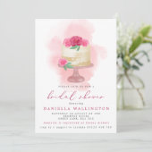 Invitation Aquarelle rose Floral Cake Bride (Debout devant)