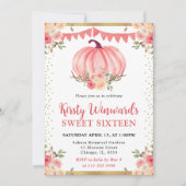 Invitation Aquarelle rose Floral Citrouilles automne doux 16 (Devant)