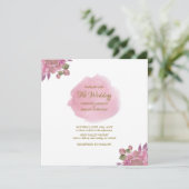 Invitation Aquarelle rose Floral Classique Mariage élégant (Debout devant)