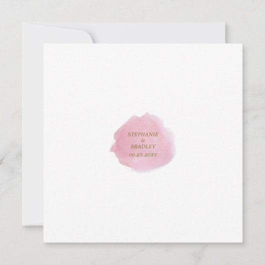 Invitation Aquarelle rose Floral Classique Mariage élégant (Dos)