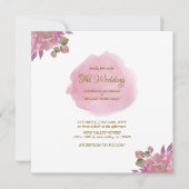 Invitation Aquarelle rose Floral Classique Mariage élégant (Devant)