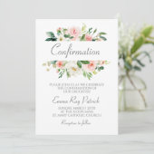 Invitation Aquarelle rose Floral Confirmation (Debout devant)