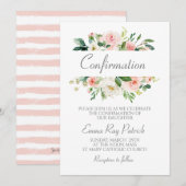 Invitation Aquarelle rose Floral Confirmation (Devant / Derrière)