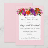 Invitation Aquarelle rose Floral Dîner de répétition Invitati (Devant / Derrière)
