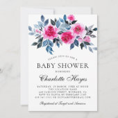 Invitation Aquarelle rose Floral Élégant Baby shower (Devant)