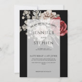 Invitation Aquarelle Rose Floral Eucalyptus, Mariage (Devant)