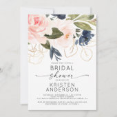 Invitation Aquarelle rose Floral Fête des mariées or (Devant)