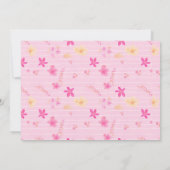 Invitation Aquarelle rose Floral Flamant rose bébé fille Douc (Dos)