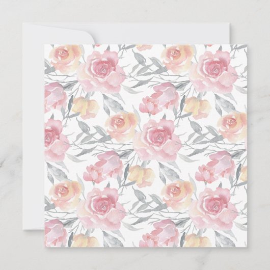 Invitation Aquarelle rose Floral Foil Balloon Bébé saupoudrer (Dos)