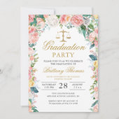 Invitation Aquarelle rose Floral Law School (Devant)