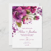 Invitation Aquarelle rose Floral Mariage élégant (Devant)
