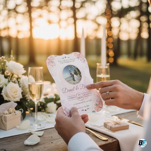 Invitation Aquarelle rose Floral Mariage élégant