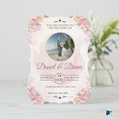 Invitation Aquarelle rose Floral Mariage élégant