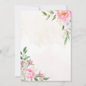 Invitation Aquarelle rose Floral Mariage géométrique or (Dos)