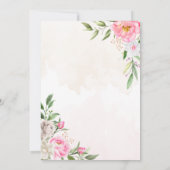 Invitation Aquarelle rose Floral Mariage géométrique or (Dos)