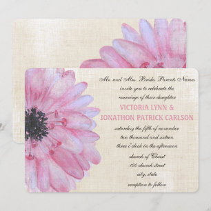 Invitation Aquarelle rose Floral Mariage millésimé