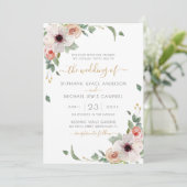 Invitation Aquarelle rose Floral Mariage moderne (Debout devant)