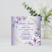 Invitation Aquarelle rose Floral or violet Fête des mariées (Debout devant)