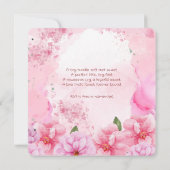 Invitation Aquarelle rose Floral Portrait Baptême (Dos)