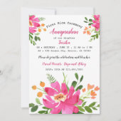 Invitation Aquarelle rose Floral Premier Rice Annaprashan (Devant)