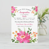 Invitation Aquarelle rose Floral Premier Rice Annaprashan (Debout devant)