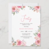 Invitation Aquarelle rose Floral Quarty Boho Chic Anniversair (Devant)