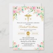 Invitation Aquarelle rose Floral RN Nurse Party (Devant)